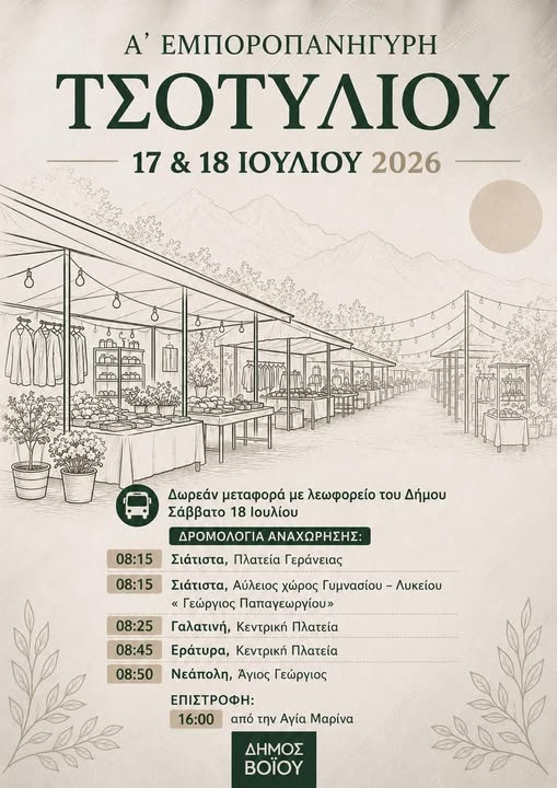 Α΄ Εμποροπανήγυρη Τσοτυλίου - 17 & 18 Ιουλίου